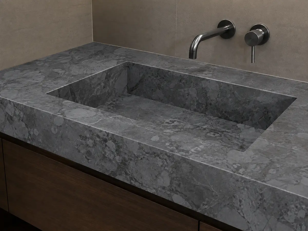 Bacha esculpida en Sinterium Kubic Grey